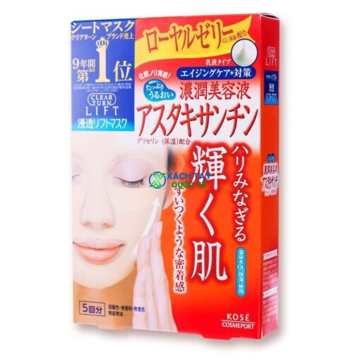 Mặt nạ Kose Cosmeport Clear Turn White Astaxanthin Mask chống lão hóa.