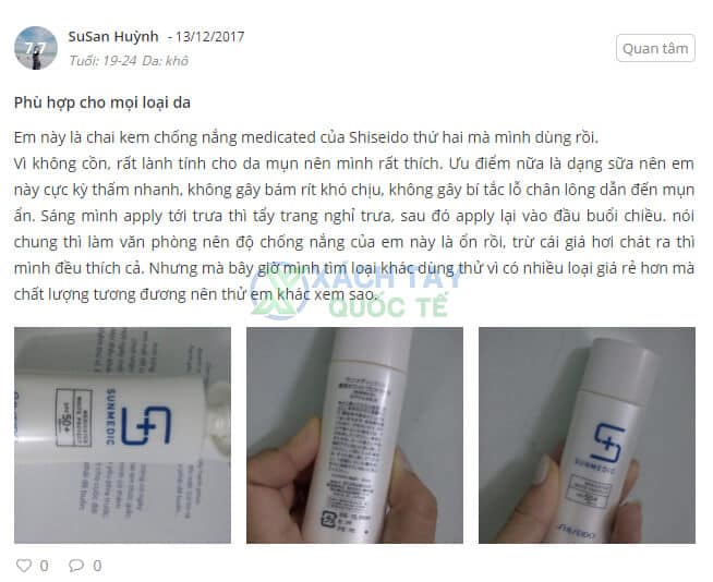 Review Kem chống nắng Shiseido Sunmedic Medicated White Protect